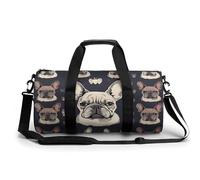Sac de sport pour homme et femme, imprimé « I Love French Bulldog », sac de sport de voyage, sac de sport avec compartiment à chaussures, motif bouledogue français, 45 cm/22,9 cm/22,9 cm, I Love