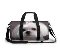 Sac de sport pour homme et femme, joli sac de sport avec compartiment à chaussures, joli chien maltais, 45 cm/22,9 cm/22,9 cm, Adorable chien maltais, 17.7in/9in/9in