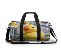 Sac de sport pour homme et femme - Joli sac de sport en caoutchouc jaune imprimé canard - Sac d'entraînement léger pour voyage, sport, fitness, Noir , 17.7in/9in/9in, Organiseur de sac