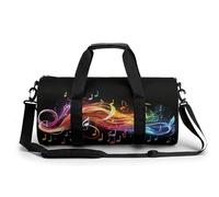 Sac de sport pour homme et femme - Joli sac de voyage avec compartiment - Motif calopsitte, Mélodie de note de musique arc-en-ciel, 17.7in/9in/9in