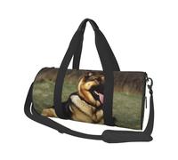Sac de sport pour homme et femme - Motif berger allemand - Sac de week-end en toile pour voyage, natation, fitness, entraînement, sport - Noir, Noir , Taille unique