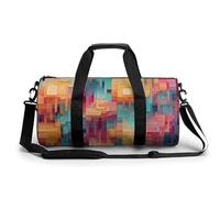 Sac de sport pour homme et femme, motif carré coloré, petit sac de voyage pour les voyages de nuit, sac de week-end, grand sac de sport, motif carré coloré, Motif carré coloré, 17.7in/9in/9in