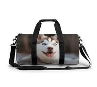 Sac de sport pour homme et femme, motif chien husky, sac de sport, sac de sport avec compartiment à chaussures, motif chien husky, 45 cm/22,9 cm/22,9 cm, Husky Piquant Dog, 17.7in/9in/9in