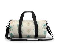 Sac de sport pour homme et femme, motif coccinelle, petit sac de voyage pour voyage de nuit, sac de week-end, grand sac de sport, motif coccinelle, Motif scarabée, 17.7in/9in/9in