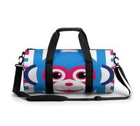 Sac de sport pour homme et femme, motif cœur entouré de lignes blanches, sac de nuit avec compartiment, Visage de singe porte-bonheur, 17.7in/9in/9in