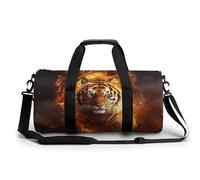 Sac de sport pour homme et femme Motif éléphant Violet, Tigre cool en flamme., 17.7in/9in/9in