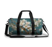 Sac de sport pour homme et femme - Motif fleurs blanc pâle - Cylindrique - Léger - Pour basket-ball, football, week-end, style 17, 45 cm/22,9 cm/22,9 cm, Style 17, 17.7in/9in/9in