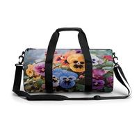 Sac de sport pour homme et femme - Motif fleurs de pensées - Sac de sport cylindrique léger pour basket-ball, football, week-end, style 8, 45 cm/22,9 cm/22,9 cm, Style-8, 17.7in/9in/9in