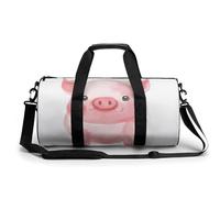 Sac de sport pour homme et femme - Motif floral bohème coloré - Sac de nuit avec compartiment, Joli cochon rose., 17.7in/9in/9in
