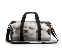 Sac de sport pour homme et femme Motif horizon de Chicago Sac de nuit avec compartiment, Adorable chiot maltais, 17.7in/9in/9in