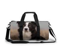 Sac de sport pour homme et femme Motif horizon de Chicago Sac de nuit avec compartiment, Border Collie., 17.7in/9in/9in