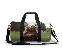 Sac de sport pour homme et femme Motif ours assis sur la pelouse avec compartiment pour chaussures et compartiment humide - Sac de sport pour voyage, sport, fitness et entraînement