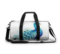 Sac de sport pour homme et femme Motif paon bleu dessin animé Sac de sport cylindrique léger pour basket-ball, football, week-end, 45 cm/22,9 cm/22,9 cm, Style :, 17.7in/9in/9in