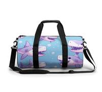 Sac de sport pour homme et femme, motif requin de dessin animé, petit sac de voyage pour les voyages de nuit, sac de week-end, grand sac de sport, motif requin de dessin animé, Motif requin de dessin