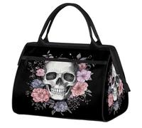 Sac de sport pour homme et femme, motif tête de mort en sucre floral, sac de sport, sac de voyage imperméable, sac de week-end, sac de nuit léger