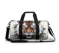 Sac de sport pour homme et femme - Motif tigre - Noir et blanc - Sac de voyage cylindrique léger pour basket-ball, football, week-end, 45 cm/22,9 cm/22,9 cm, Style :, 17.7in/9in/9in