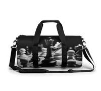 Sac de sport pour homme et femme - Noir et blanc - Sac de sport cylindrique - Léger - Pour basket-ball, football, week-end, 45 cm/22,9 cm/22,9 cm, Style :, 17.7in/9in/9in