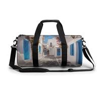 Sac de sport pour homme et femme - Petit sac de voyage avec compartiment à chaussures - Motif cochons d'Inde, Grèce Street, 17.7in/9in/9in, Art Déco