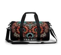 Sac de sport pour homme et femme - Rouge et noir - Sac de nuit avec compartiment, Sugar Skulls Day of the Dead, 17.7in/9in/9in