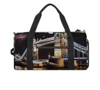 Sac de sport pour homme et femme, sac de sport avec compartiment à chaussures, tour de Londres nocturne, tour de Londres, taille unique, Night London Tower Bridge, Taille unique