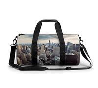 Sac de sport pour homme et femme - Sac de sport avec compartiment - Noir, New York Fashion City, 17.7in/9in/9in