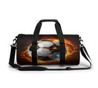 Sac de sport pour homme et femme - Sac de sport cylindrique - Aurore du Nord - Nuit imprimée - Étanche, Ballon de football cool, 17.7in/9in/9in, Impression