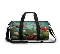 Sac de sport pour homme et femme - Sac de sport cylindrique - Aurore du Nord - Nuit imprimée - Étanche, Paysage coccinelle, 17.7in/9in/9in, Impression