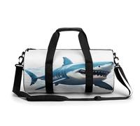 Sac de sport pour homme et femme - Sac de sport cylindrique - Aurore du Nord - Nuit imprimée - Étanche, Requin bleu, 17.7in/9in/9in, Impression