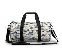Sac de sport pour homme et femme - Sac de sport - Cylindrique - Dessiné à la main - Motif chat noir - Étanche, Gribouillage d'encre bleue, 17.7in/9in/9in, Impression