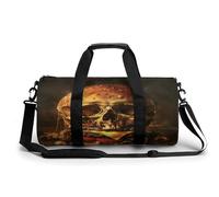 Sac de sport pour homme et femme - Sac de sport - Cylindrique - Dessiné à la main - Motif chat noir - Étanche, Crâne Fromage Gourmet, 17.7in/9in/9in, Impression