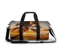 Sac de sport pour homme et femme - Sac de sport cylindrique - Motif Golden Gate Bridge - Étanche, Plage tropicale palmier coucher de soleil, 17.7in/9in/9in, Impression
