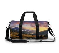 Sac de sport pour homme et femme - Sac de sport cylindrique - Tigre majestueux se reposant sur un rocher - Étanche - Imprimé, Paysage de coucher de soleil, 17.7in/9in/9in, Impression