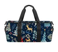 Sac de sport pour homme et femme, sac de sport pour homme, sac de sport, sac de week-end, sac de nuit, Père Noël, élan amusant, Motif 3706, 45x23x23cm(17.7x9x9in)
