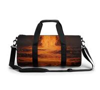Sac de sport pour homme et femme - Sac de sport - Sac de gym - Sac de fitness cylindrique rayé violet - Motif imprimé - Étanche, Flamme noire., 17.7in/9in/9in, Impression