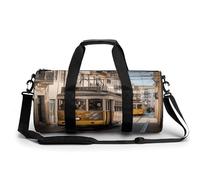 Sac de sport pour homme et femme - Sac de sport - Sac de gym - Sac de fitness cylindrique - Violet - Imprimé fleurs de lys - Étanche, Tram Lisbonne, 17.7in/9in/9in, Impression