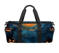 Sac de sport pour homme et femme, sac de sport, sac de sport pour femme, sac de week-end, Halloween Jack-O-Lantern Night Bat, Motif 2051, 45x23x23cm(17.7x9x9in)