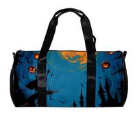Sac de sport pour homme et femme, sac de sport, sac de sport, sac de week-end, sac de nuit, Halloween Jack-O-Lantern Night Bat, Motif 2042, 45x23x23cm(17.7x9x9in)