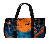 Sac de sport pour homme et femme, sac de sport, sac de sport, sac de week-end, sac de nuit, Halloween Jack-O-Lantern Night Bat, Motif 2043, 45x23x23cm(17.7x9x9in)