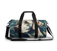 Sac de sport pour homme et femme, sac de sport, sac de voyage Old Stone Street, sac de voyage imperméable pour le sport et l'entraînement, Chien en feuilles, 17.7in/9in/9in