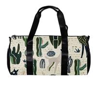 Sac de sport pour homme et femme, sac de sport, sac d'entraînement, sac de voyage pour avion, cactus mexicain, animal de dessin animé, alpaga, Motif 3719, 45x23x23cm(17.7x9x9in)