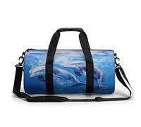 Sac de sport pour homme et femme, sac de voyage cylindrique avec sangles réglables pour voyage, sport, entraînement, Dauphin sous-marin, 45x23x23CM, Sac de voyage
