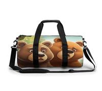 Sac de sport pour homme et femme, sac de voyage cylindrique torsadé avec sangles réglables pour voyage, sport, entraînement, Deux ours, 45x23x23CM, Sac de voyage