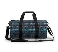 Sac de sport pour homme et femme, sac de voyage cylindrique vintage brodé bleu avec sangles réglables pour voyage, sport, entraînement, Impressions vives et audacieuses, 45x23x23CM, Sac de voyage