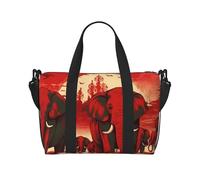 Sac de sport pour homme et femme - Sac de voyage fourre-tout aquarelle de faucon assis dans l'arbre - Sac de week-end en toile pour voyage, natation, fitness, entraînement, Éléphant rouge, Taille