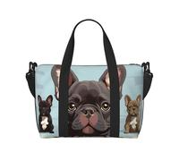 Sac de sport pour homme et femme - Sac de voyage fourre-tout bouledogue français - Joli sac de week-end en toile pour voyage, natation, fitness, entraînement, sport, bouledogue français, mignon, Chien