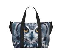 Sac de sport pour homme et femme - Sac de voyage fourre-tout pour le week-end, le voyage, la natation, le fitness, l'entraînement, le sport vintage, Chouette grise et blanche, Taille unique