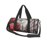 Sac de sport pour homme et femme - Sac de voyage fourre-tout rouge London Street - Sac de voyage en toile pour voyage, natation, fitness, entraînement, sport, noir, taille unique, Noir , Taille unique