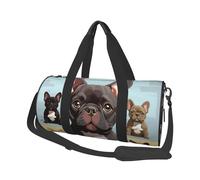 Sac de sport pour homme et femme - Sac fourre-tout en toile avec motif bouledogue français - Pour voyage, natation, fitness, entraînement, sport, noir, taille unique, Noir , Taille unique