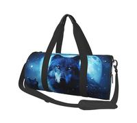 Sac de sport pour homme et femme - Sac fourre-tout en toile avec motif loups - Pour voyage, natation, fitness, entraînement, sport, noir, taille unique, Noir , Taille unique
