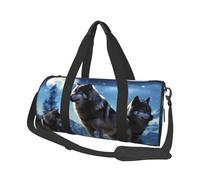 Sac de sport pour homme et femme - Sac fourre-tout en toile avec motif loups - Pour voyage, natation, fitness, entraînement, sport, noir, taille unique, Noir , Taille unique